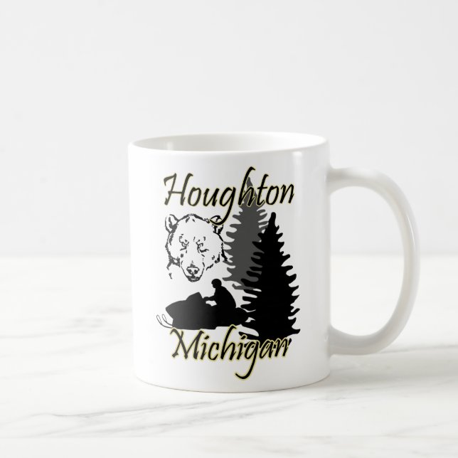 Houghton Michigan Snowmobile Bear Tasse (Rechts)