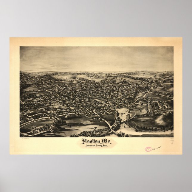 Houlton Maine 1894 Antique Panoramabalkarte Poster (Vorne)