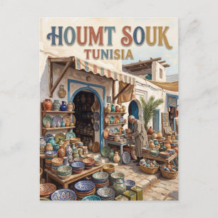Houmt Souk Keramikläden Tunesien Postkarte