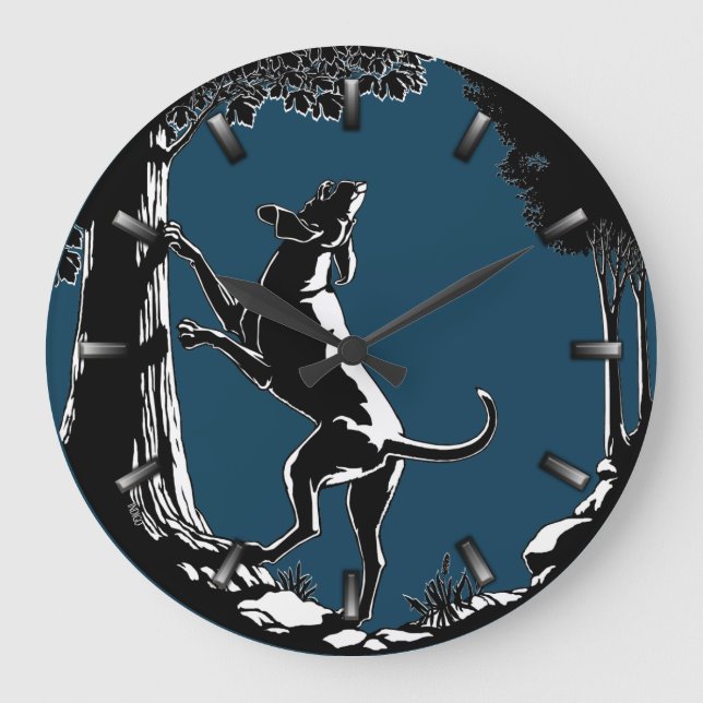 Hound Chien Horloge Chasse Chien Art Mur Horloge (Recto)