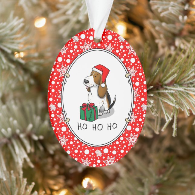 Hound de Noël Père Noël Basset (trois couleurs 1)  (Arbre)