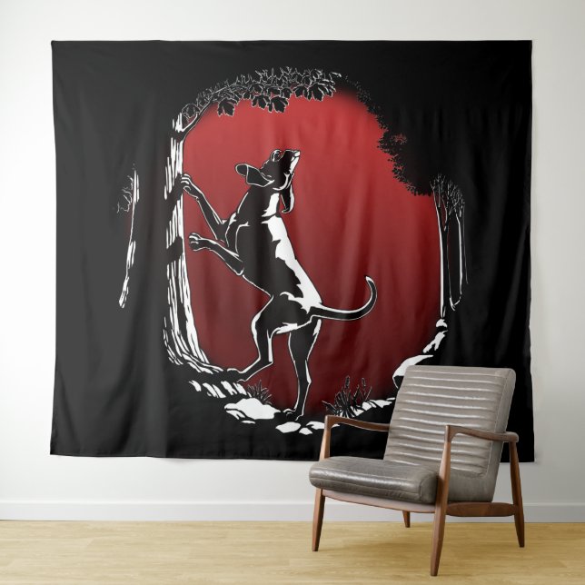 Hound Dog Art Tapestry Jagd Hund Lover Tapestry Wandteppich (Beispiel (Horizontal))