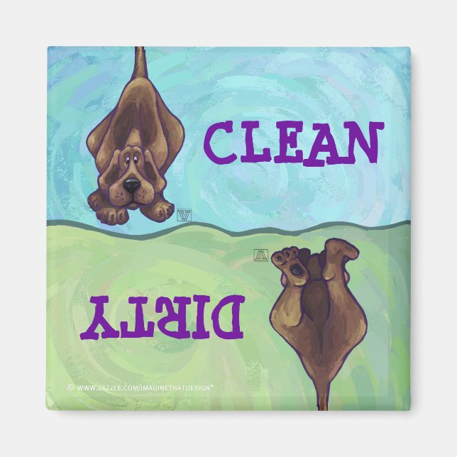Hound Dog Clean Dirty Lave-vaisselle Magnet (Devant)