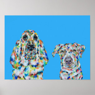 Hound Dog und Labrador Kunstposter Poster