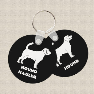 Hound Hauler Hund Silhouetten Schwarz und Weiß Schlüsselanhänger