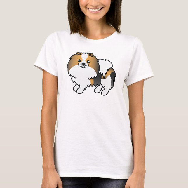 Hound Tricolor Spitz Niedlich Cartoon Dog T-Shirt (Vorderseite)
