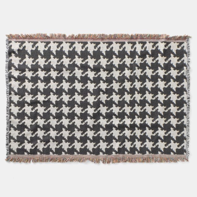 Houndstooth Black White Pattern Decke (Vorderseite)