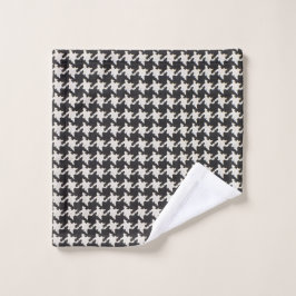 Houndstooth Black White Pattern Waschlappen