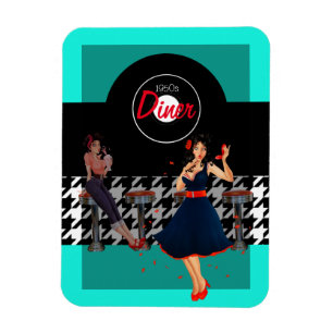 Houndstooth checkered 1950s vintage magnet