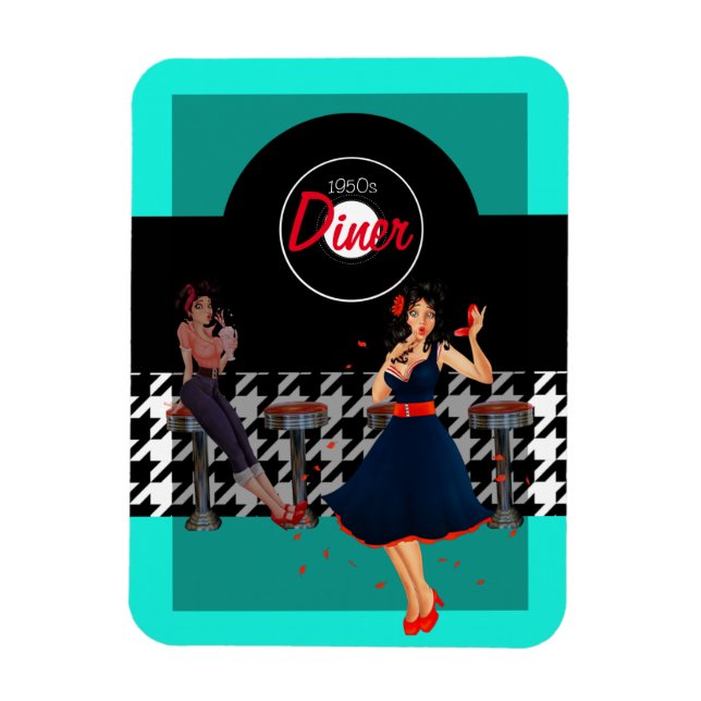 Houndstooth checkered 1950s vintage magnet (Vertikal)