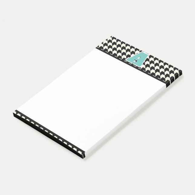Houndstooth-Monogramm  Post-it Klebezettel (angewinkelt)