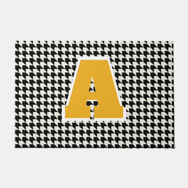 Houndstooth-Monogramm-Türvorleger Fußmatte (Vorderseite)