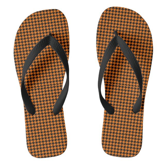 houndstooth motif tongs noir et orange (Semelle)