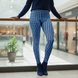 Houndstooth-Muster Blau Leggings