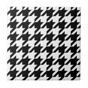 Houndstooth-Muster in Schwarz und Weiß Fliese