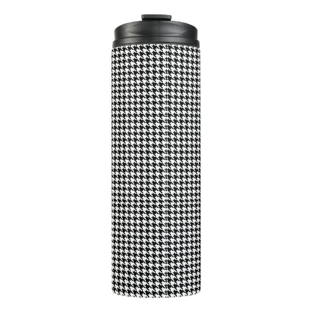 houndstooth pattern black and white thermosbecher (Vorderseite)