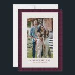 Houndstooth plum Christmas holiday foto card Feiertagskarte<br><div class="desc">Ein subtiles und klassisches Hahnentrittmuster umrahmt ein senkrechte Single auf dieser eleganten Urlaubskarte. Der einfache Typ erlaubt Raum für einen individuellen Gruß ("Frohe Weihnachten" kann in "Happy Holidays" oder alles was Sie möchten geändert werden), Familienname und Jahr. Der Hintergrund ist eine festliche Pflaumenschattierung, kann aber durch Klicken auf "Anpassen" geändert...</div>