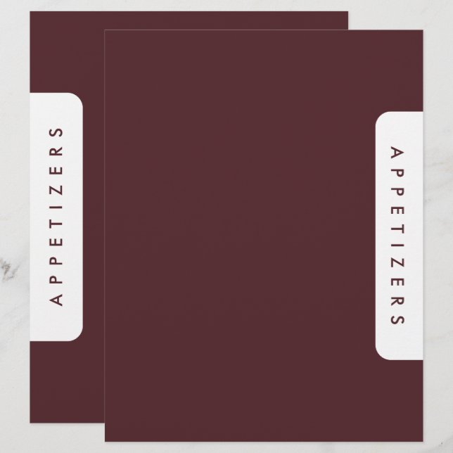 Houndstooth Recipe Divider / Appetizers / Custom   (Vorne/Hinten)