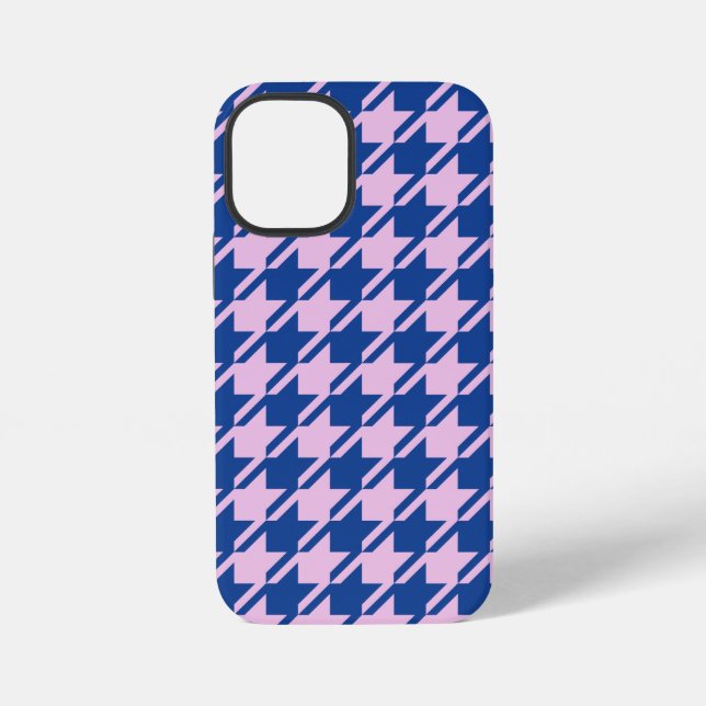 Houndstooth Rosa+Blau-Muster iPhone 12 Mini Hülle (Rückseite)