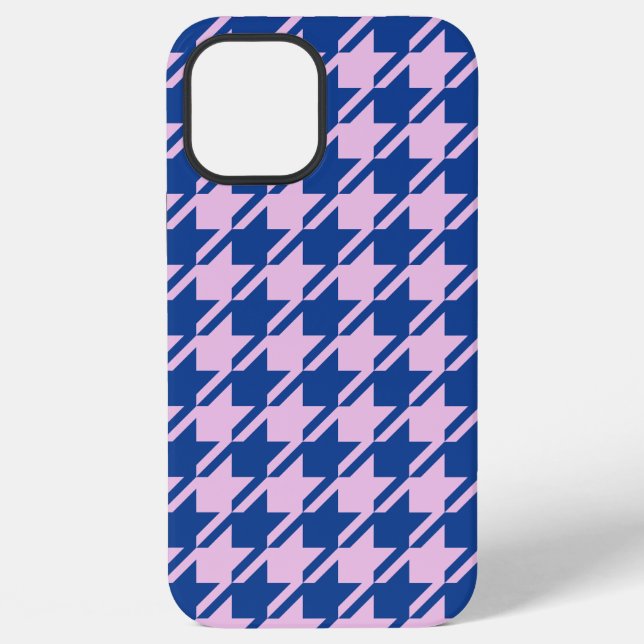 Houndstooth-Rosa+Blau-Muster iPhone 12 Pro Max Hülle (Rückseite)