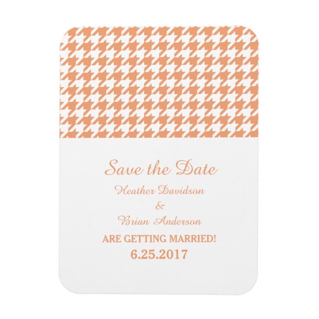Houndstooth Save the Date Magnet, Orange Magnet (Vertikal)