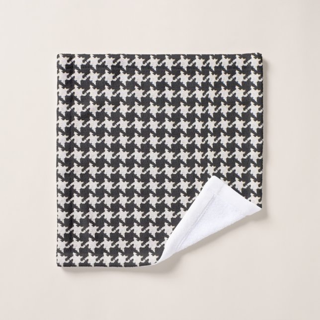 Houndstooth Schwarz Weiß Muster Waschlappen (Waschlappen)