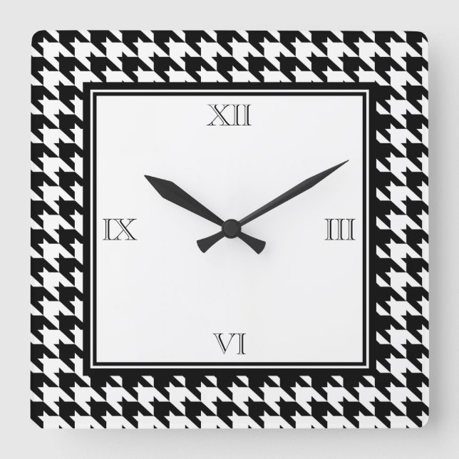 Houndstooth Wall Clock Quadratische Wanduhr (Vorderseite)