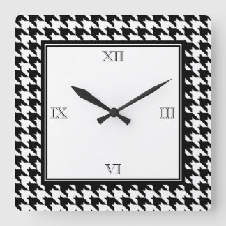 Houndstooth Wall Clock Quadratische Wanduhr