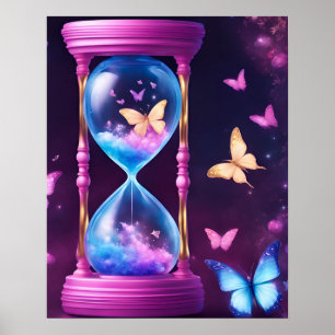HOURGLASS BUTTERFLY ART LILA POSTER
