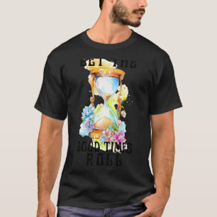 Hourglass Ließ die gute Time Rolls Hippie Floral C T-Shirt