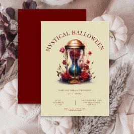 Hourglass mit Rose, beige & bordeauxrot Halloween Einladung