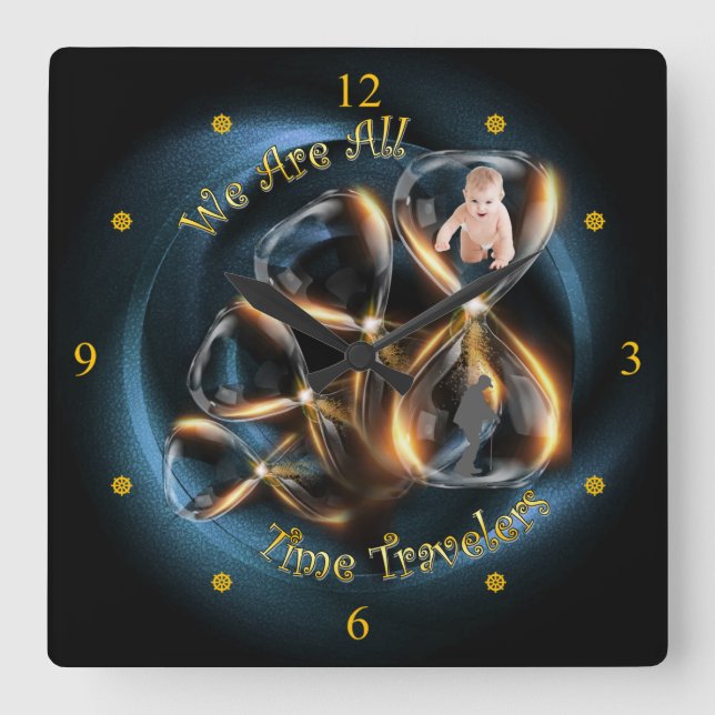 Hourglass ~ Wir sind alle Zeit Reisende ~ Quadratische Wanduhr (Vorderseite)
