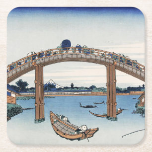 Housai Mount Fuji von unterhalb der Men's Bridge Rechteckiger Pappuntersetzer
