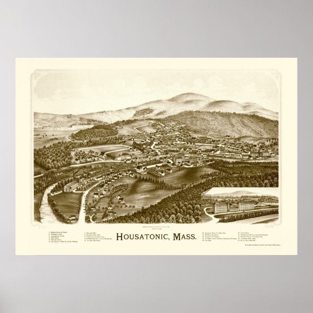 Housatonic, MA Panoramic Map - 1890 Poster (Vorne)