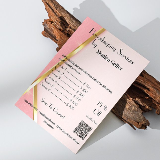 House Behaltend Haushaltspreis Rose Gold Blush Qr  Flyer (House Keeping Maid Price Rose Gold Blush Qr Code Flyer)