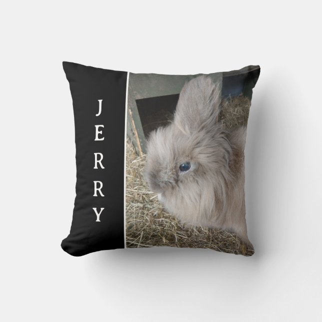 House Bunny Black Custom Foto and Name Thill Pill Kissen (Vorderseite)