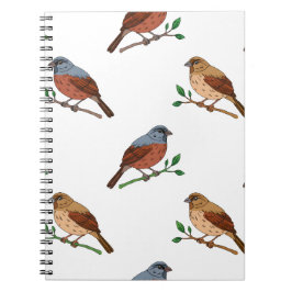 House Bunting Bird Pattern - Seamless Nature Desig Notizblock