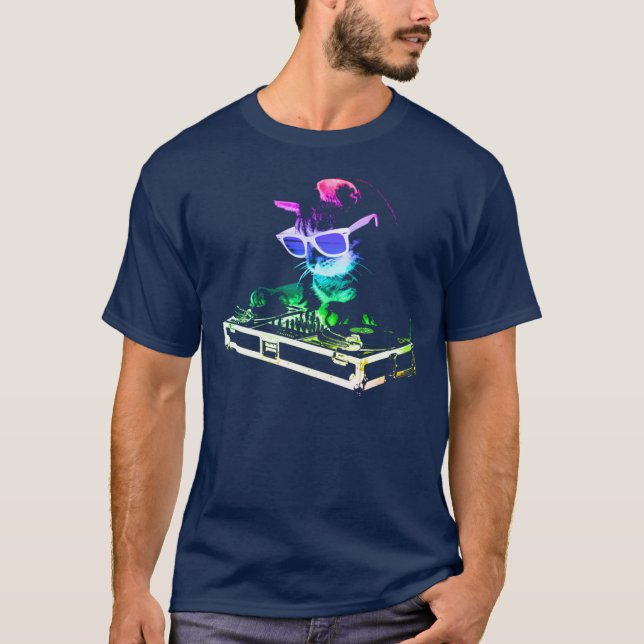 HOUSE CAT Rainbow DJ Kitty friends funny T-Shirt (Vorderseite)