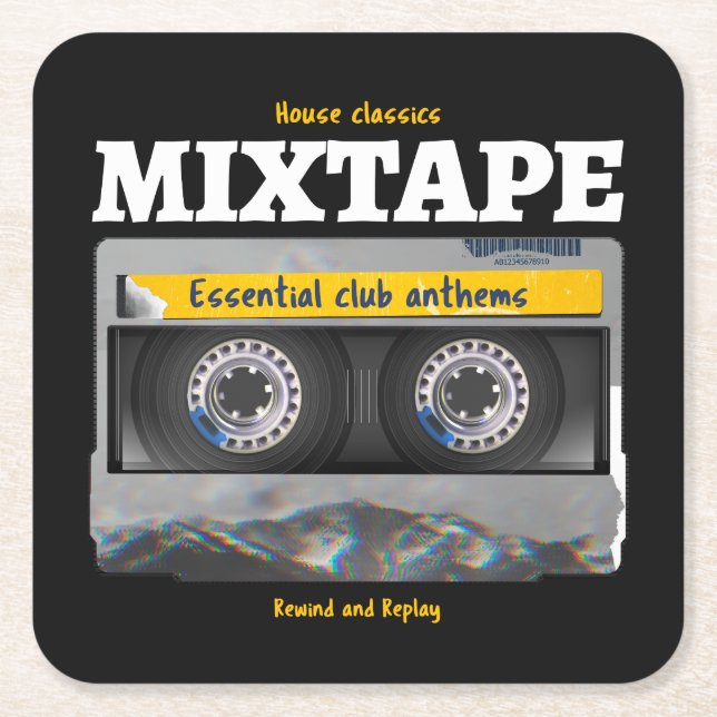 House Classics Mixtape Club Anthems Rechteckiger Pappuntersetzer (Vorderseite)