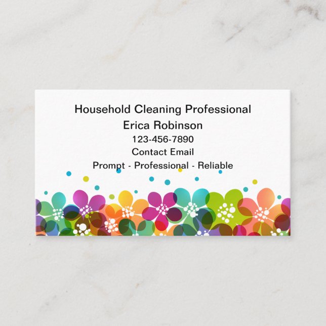 House Cleaning Maid Colorful Business Cards Visitenkarte (Vorderseite)