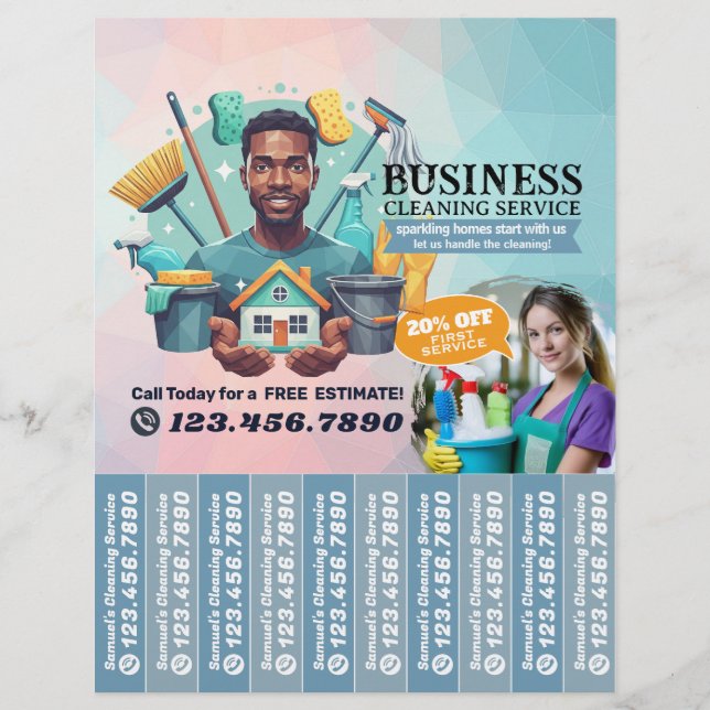 House cleaning Maid Service Flyer Tear Off Strips (Vorne)