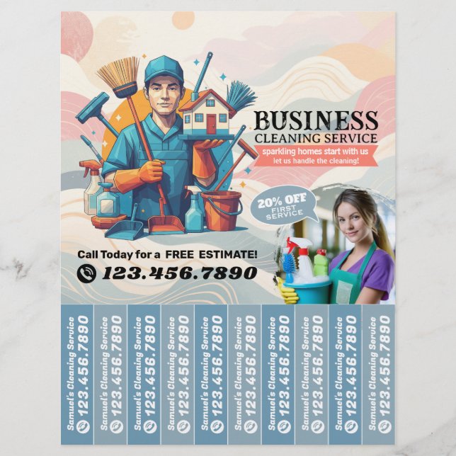 House cleaning Maid Service Flyer Tear Off Strips (Vorne)