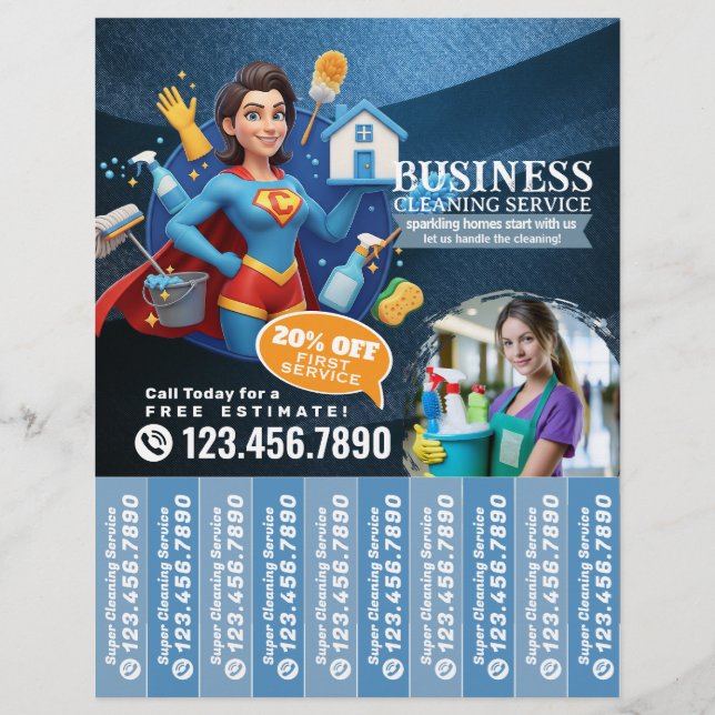 House cleaning Maid Service Flyer Tear Off Strips (Vorne)