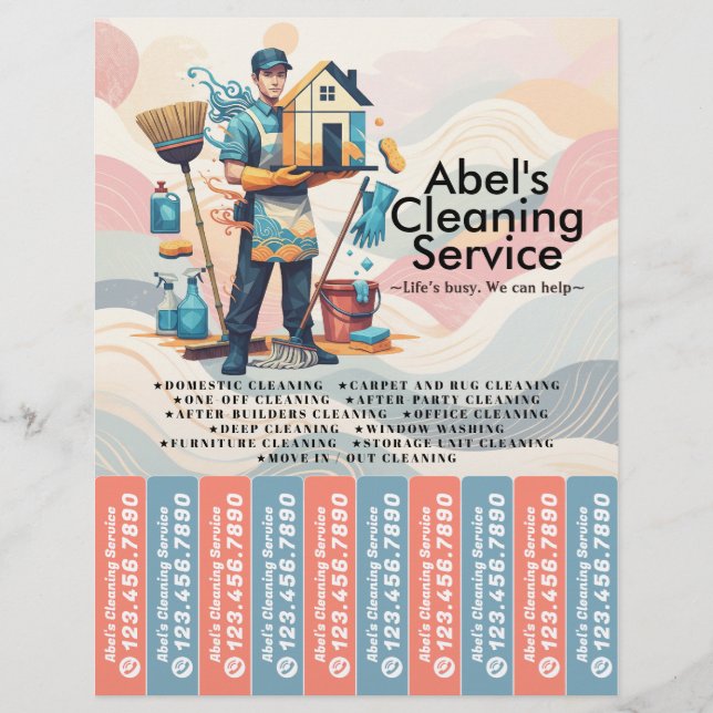 House cleaning Maid Service Flyer Tear Off Strips (Vorne)