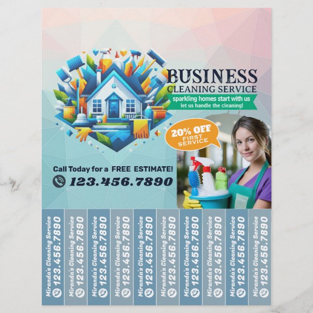 House cleaning Maid Service Flyer Tear Off Strips (Vorne)