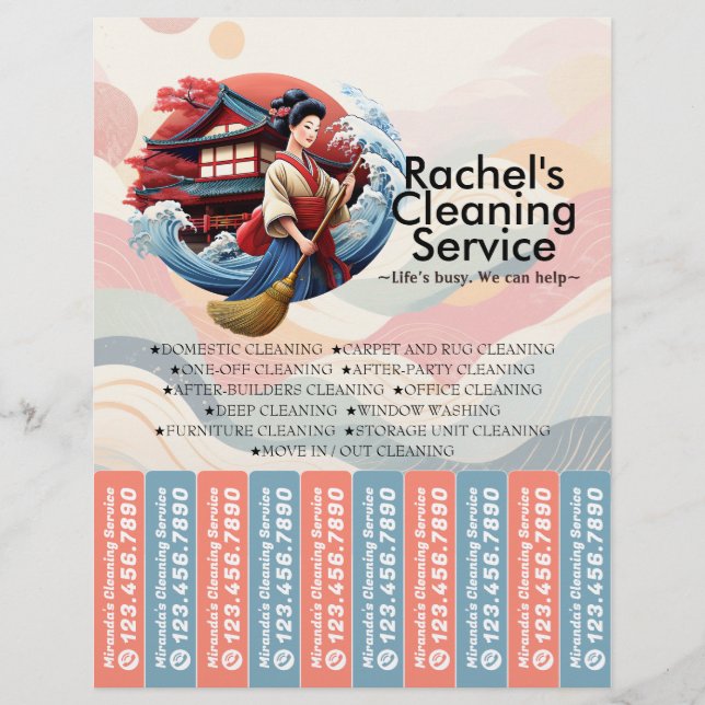 House cleaning Maid Service Flyer Tear Off Strips (Vorne)