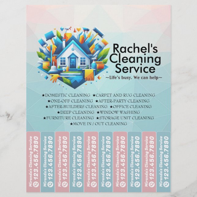 House cleaning Maid Service Flyer Tear Off Strips (Vorne)