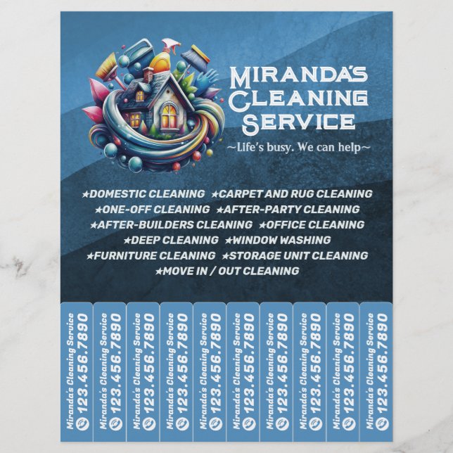 House cleaning Maid Service Flyer Tear Off Strips (Vorne)