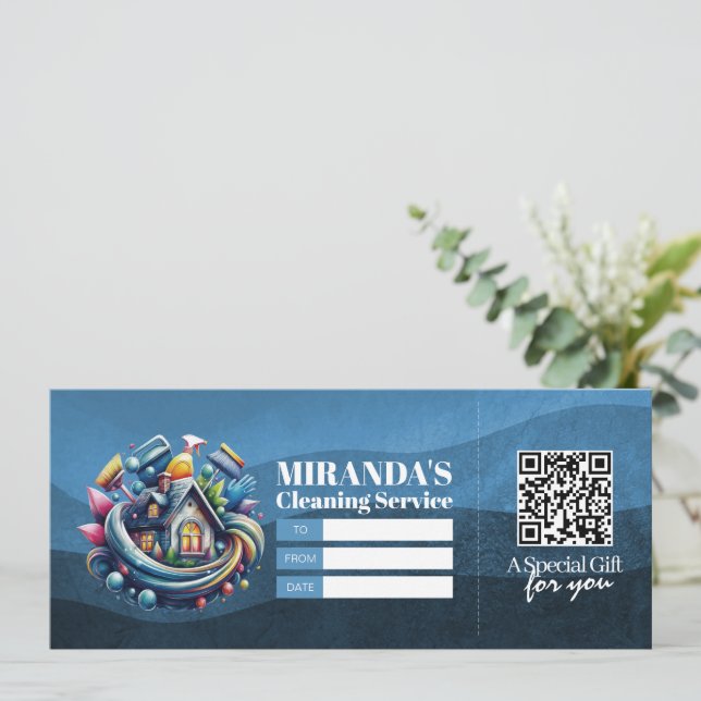 House Cleaning Services Gift Certificate Voucher Einladung (Stehend Vorderseite)