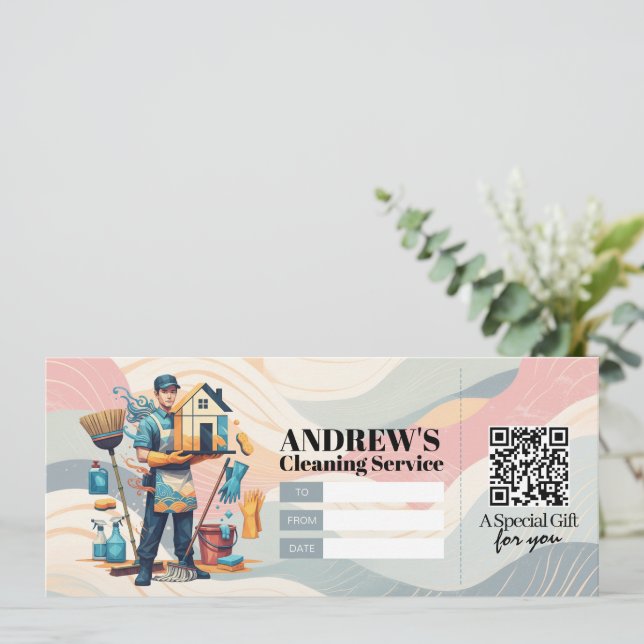 House Cleaning Services Gift Certificate Voucher Einladung (Stehend Vorderseite)